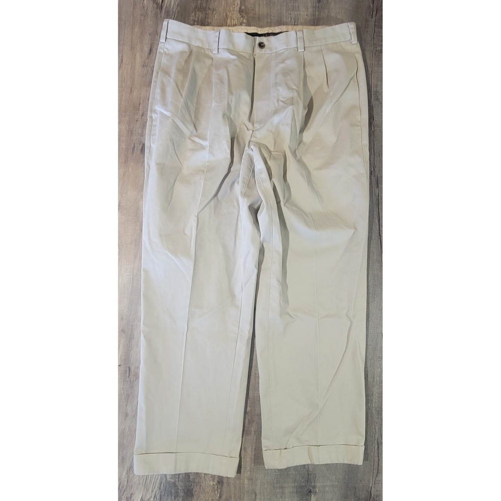 Brooks Brothers Mens Khaki Size 40x32 Advantage Chino Elliot Pleated Cuffed Pant